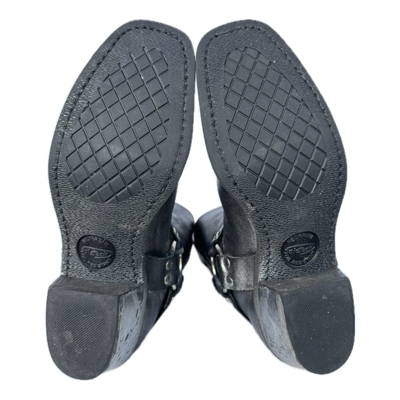 FRYE Harness 8R Biker Moto Motorcycle Short Ankle Bootie Boots Black Metallic 8 - Picture 6 of 7